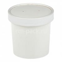 Картонный контейнер, 450 мл, D - 98 мм, h - 100 мм, белый