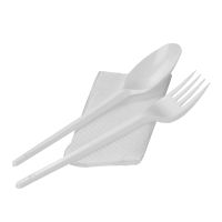 Комплект столовых приборов №3 [лож.ст.+ вил.: 165 мм, бел., ПС+ салф.], 300 шт/кор 300 шт/упак РОССИЯ 501323