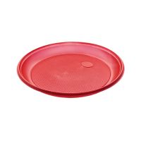 Тарелка одноразовая мелкая d205 мм, красн., ПС, 12 шт/упак "МИСТЕРИЯ" 960 шт/кор РОССИЯ