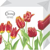 Салфетки 240х240 мм 1-сл., диз. "Тюльпаны Красная леди", разноцв., бум., 40 шт/упак "Desna Design" 32 упак/кор РОССИЯ 57567