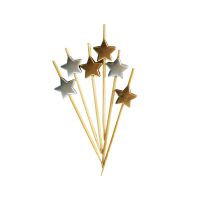 Пика 70 мм, диз. "Звезда", цвет в ассорт., бамбук, 100 шт/упак 40 упак/кор КИТАЙ