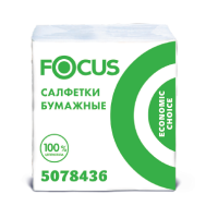 Салфетки 240х200 мм однослойные, белые, бумажные, 100 штук в упаковке "Focus" Economic Choice 24 упаковки в коробке РОССИЯ 5078436