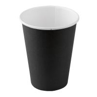 Одноразовый стакан для холодного и горячего, 0.35л, верхний d 90мм нижний d 59мм, h 115мм, 280г/м2, черный, однослойный, картон