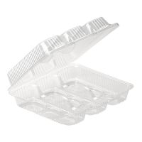 Упаковка прям. внеш 160х150х50мм, внутр. 3секции 120х40х45мм на 3 эклера, прозрачная, ОПС ИП-28С3