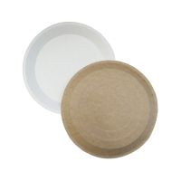 Тарелка одноразовая мелкая d230 мм, крафт-бел., карт., 100 шт/упак "OSQ" Plate 230 WK 900 шт/кор РОССИЯ PLATE 230 WK