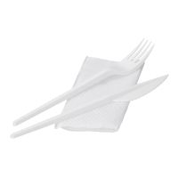 Комплект столовых приборов №3 [вил.+ нож: 165 мм, бел., ПС+ салф.], 300 шт/кор 300 шт/упак РОССИЯ 501313