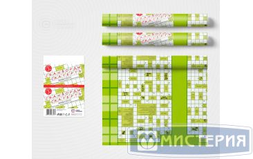 Скатерть 110х120 см, диз. "Сканворды", разноцв., ПЭ, 3 рул/упак "Buttenfilm" 40 упак/кор РОССИЯ