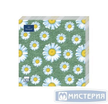 Салфетки 330х330 мм 3-сл., диз. "Daisy на зеленом", разноцв., бум., 20 шт/упак "Bouquet" 12 упак/кор РОССИЯ 37434