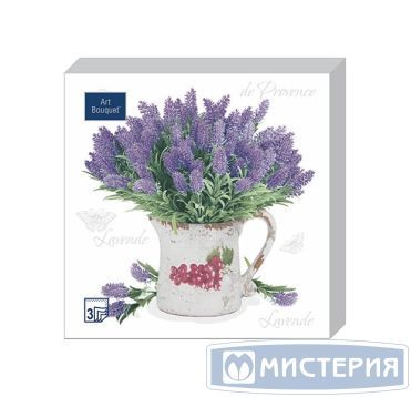Салфетки 330х330 мм 3-сл., диз. "Лаванда", разноцв., бум., 20 шт/упак "Bouquet" 12 упак/кор РОССИЯ 37393