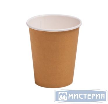 Одноразовый стакан для холодного и горячего, 0.205л, верхний d 73мм нижний d 50мм, h 79мм, 215г/м2, крафт, однослойный, картон