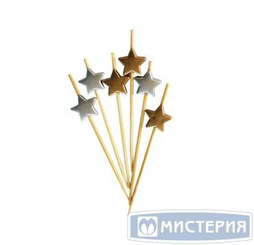 Пика 70 мм, диз. "Звезда", цвет в ассорт., бамбук, 100 шт/упак 40 упак/кор КИТАЙ