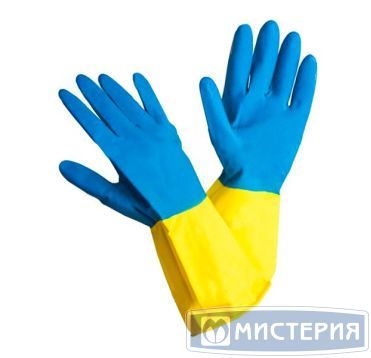 Перчатки латексные, р-р L, сине-желт., 1 пар/упак "Lux" 144 пар/кор КИТАЙ 405-133