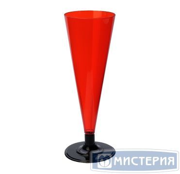 Фужер для шампанского 180 мл, красн., черн. ножка, ПС, 6 шт/упак 396 шт/кор РОССИЯ -