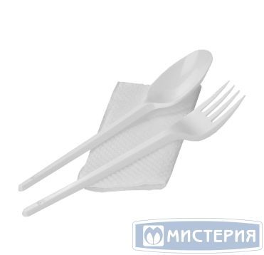 Комплект столовых приборов №3 [лож.ст.+ вил.: 165 мм, бел., ПС+ салф.], 300 шт/кор 300 шт/упак РОССИЯ 501323