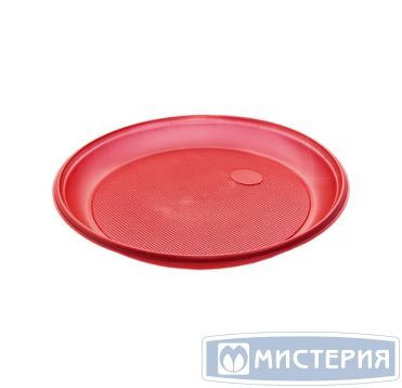 Тарелка одноразовая мелкая d205 мм, красн., ПС, 12 шт/упак "МИСТЕРИЯ" 960 шт/кор РОССИЯ