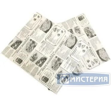Обертка для бургеров и хот-догов 385х350 мм, диз. "Газета", черно-бел., бум., 5000 шт/кор РОССИЯ