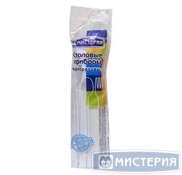 Вилка одноразовая 165 мм, бел., ПС, 12 шт/упак "МИСТЕРИЯ" 1 080 шт/кор РОССИЯ 185155