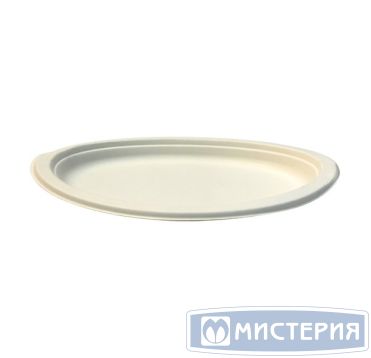 Тарелка одноразовая мелкая 197х262 мм, бел., сах. тростник, 50 шт/упак 500 шт/кор КИТАЙ ТМ-Р201