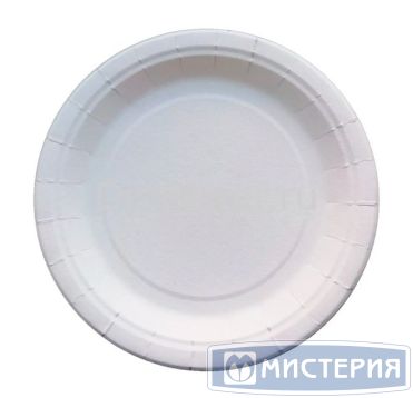Тарелка одноразовая мелкая d216 мм, бел., карт, 100 шт/упак 400 шт/кор РОССИЯ 002A-0611-0109-001