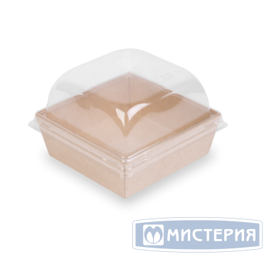 Одноразовый квадратный контейнер, из картона, коричневый, внеш. 130х130х49 мм, внутр. 114х114х40 мм, ECO SmartPack
