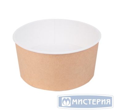 Контейнер 1300 мл, d185хh70 мм, без окна, без крышки, крафт-бел., карт., 35 шт/упак "OSQ" Round Bowl kraft 210 шт/кор РОССИЯ Round Bowl 1300 kraft