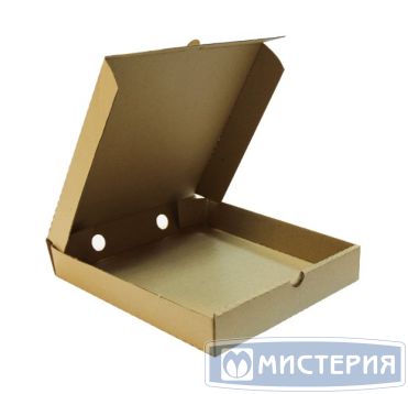 Коробка для пиццы, 250х250х40мм, бурый., микрогофрокартон Е