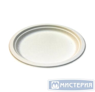 Тарелка одноразовая мелкая d225 мм, бел., сах. тростник, 50 шт/упак "GREEN MYSTERY" 1 000 шт/кор КИТАЙ ТМ-Р102