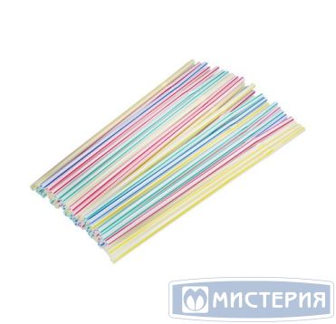 Трубочки для коктейлей 210 мм, d5 мм, красно-бел., пласт. с гофроизгибом, 50 шт/упак "МИСТЕРИЯ" 240 упак/кор РОССИЯ -