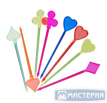 Пика 90 мм, диз. "Карты", цвет в ассорт., ПС, 35 шт/упак 50 упак/кор РОССИЯ