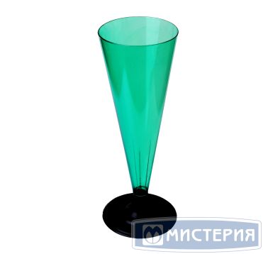 Фужер для шампанского, 0.18л, зелёный, черная ножка