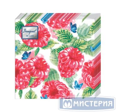 Салфетки 240х240 мм 3-сл., диз. "Малинка", разноцв., бум., 25 шт/упак "Bouquet" 15 упак/кор РОССИЯ 25678/37092